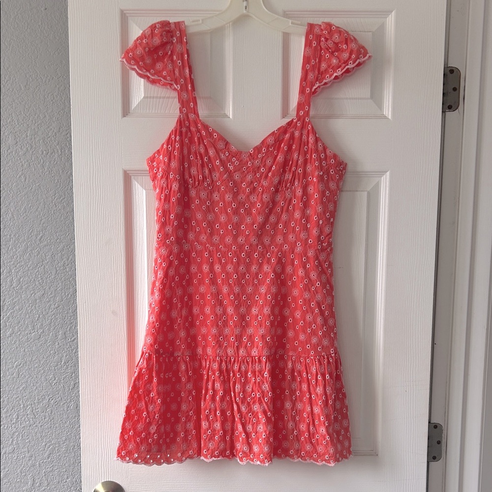 Betsey Johnson Ditsy two tone cotton eyelet bustier embroidered ruffle dress